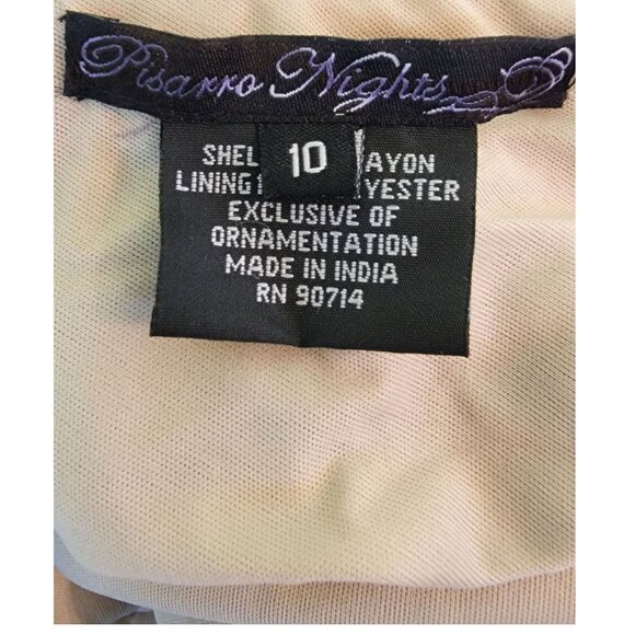 Pisarro Nights Beaded Illusion Evening Gown, Charcoal Gray, Womens Size 10 - Picture 6 of 8